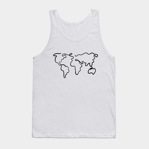 World map line art. Tank Top by PARABDI